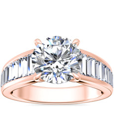 Baguette Channel Diamond Engagement Ring in 14k Rose Gold